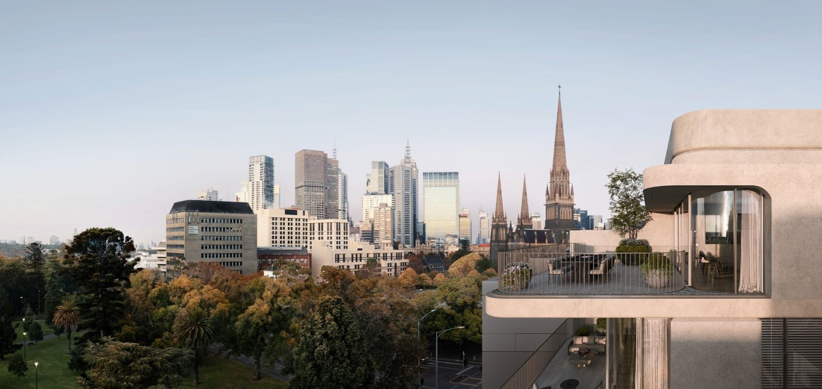Apartment terrace overlooking Melbourne CBD
